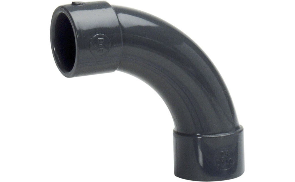 ABS 90° langer Bogen, GRAU, 1 VE = 10 Stck.
