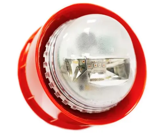 Wand-Stroboskop, rotes Gehäuse – rot blinkend, rotes Gehäuse, transparente Linse