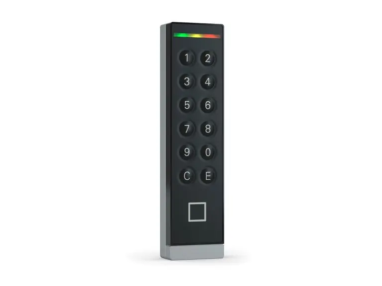 Insertic Touch Zarge Pfostenleser mit Tastatur: schwarz (RAL 9005) und weiß-Aluminium (RAL 9006): Multi-ISO- und Bluetooth-fähig: RS-485 Modulbus.
