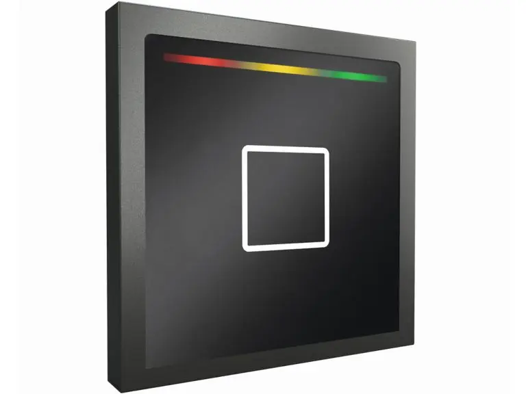Siedle Touch Lesegerät ohne Tastatur: schwarz (RAL 9005) mit anthrazitfarbenem Siedle-Rahmen: Multi-ISO- und Bluetooth-fähig: RS-485-Modulbus