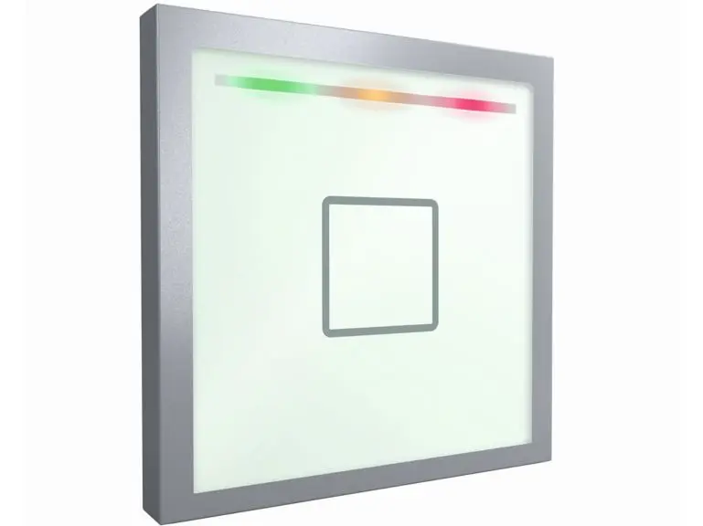 Siedle Touch Lesegerät ohne Tastatur: weiß (RAL 9003) mit weißem Siedle-Rahmen: Multi-ISO- und Bluetooth-fähig: RS-485 Modulbus