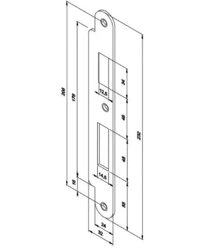 [022082.10] Lappenschließblech für Motorschloss 509x Universal DIN Links und Rechts, 12 mm